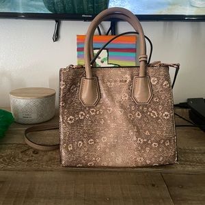 Michael Kors Rose gold faux snakeskin handbag with strap!